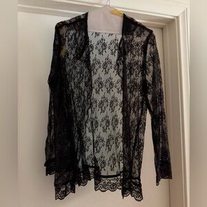 Fabulous Vintage Black Lace Open Cardigan Lady Winn by Teddi Whimsigoth / Goth